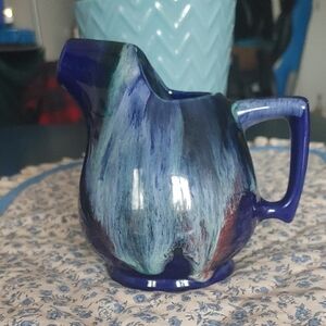 Vintage Cream Pitcher. Beauce Pottery Canada. Cobalt Blue. Beauceware. 5"
